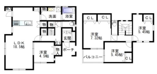 桜井市外山新築一戸建て物件の図面