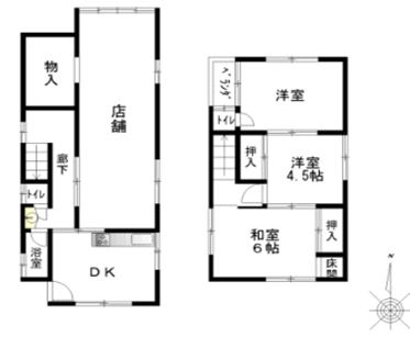 奈良県天理市二階堂上ノ庄町店舗付住宅物件の図面