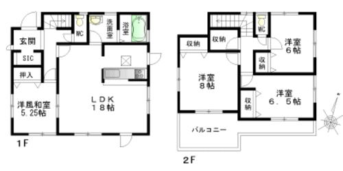 大和高田市中三倉堂１丁目新築一戸建て物件の図面