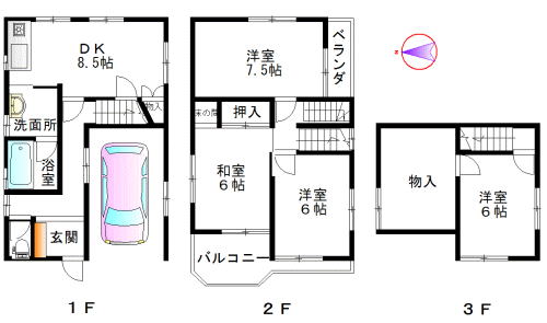 大和高田市中三倉堂２丁目一戸建て物件図面