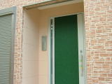 奈良県注文建設緑色、グリーン玄関ドア