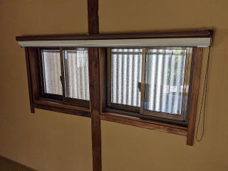 腰窓木製建具から格子付サッシ交換工事例